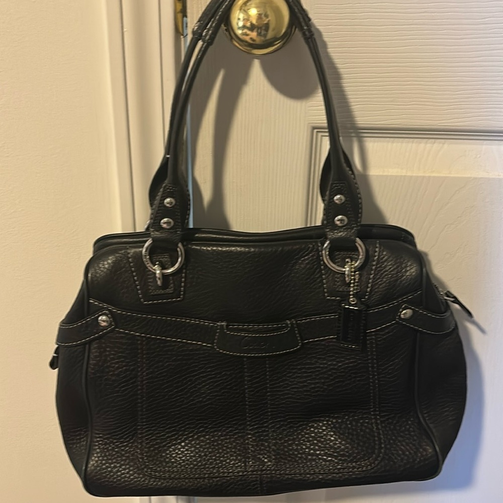 Coach Penelope black pebbled leather handbag